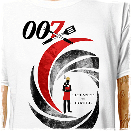 JAMES BOND 007 - Barbecue T-SHIRT / Licenced To Kill Cooking Grill